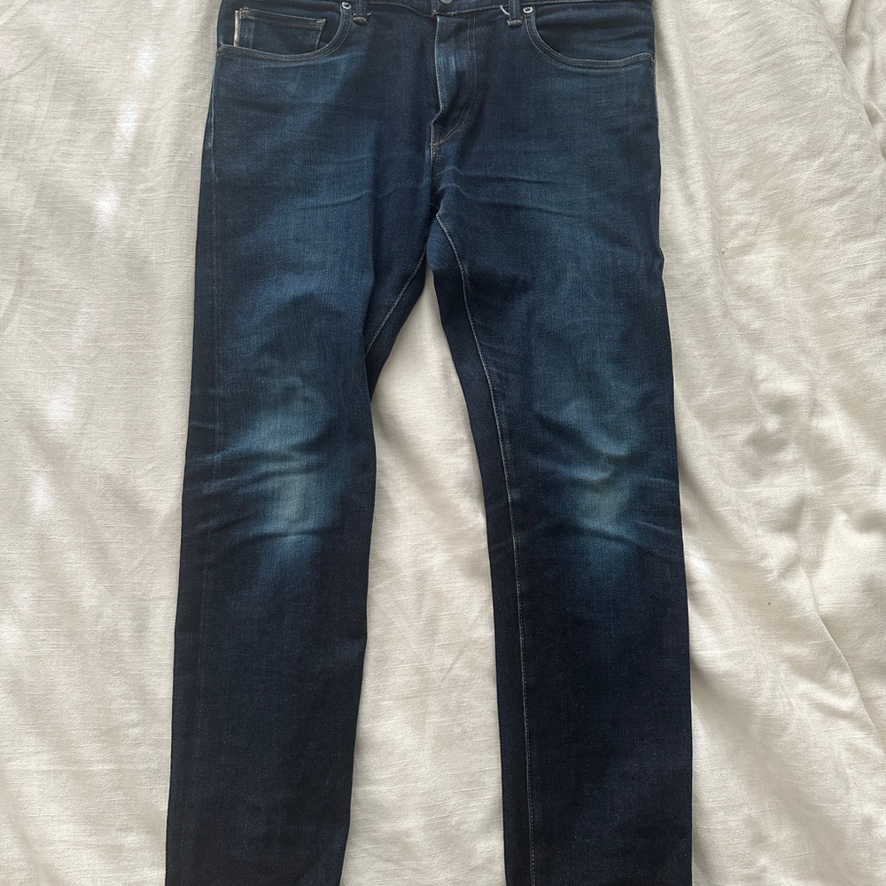 Kato Mens Stretch Selvedge Indigo Jeans